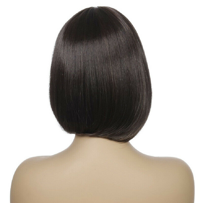 Women Ladies Wigs Short Straight Bob With Bangs Wig Synthetic Hair Cosplay Party