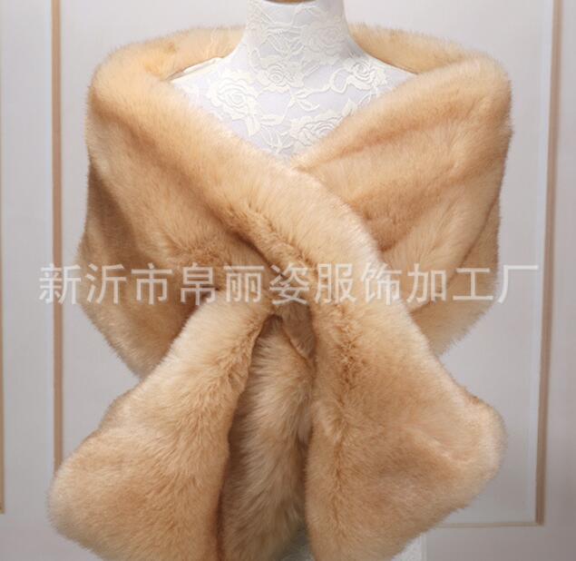 Winter Faux Fox Fur Wraps Bridal Evening Dress Shawl Long Thickened Cloak Scarf Female Fake Bib & Jacket 30cm*165cm