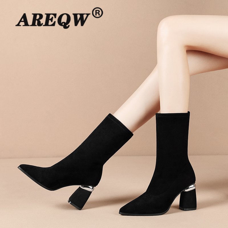 Fashion Ankle Elastic Sock Boots Chunky High Heels Stretch Women Autumn Sexy Booties Pointed Toe Women Pump Plus Size 35-40, Black
Fashion Ankle Elastic Sock Boots Chunky High Heels Stretch Women Autumn Sexy Booties Pointed Toe Women Pump Plus Size 35-40, Black