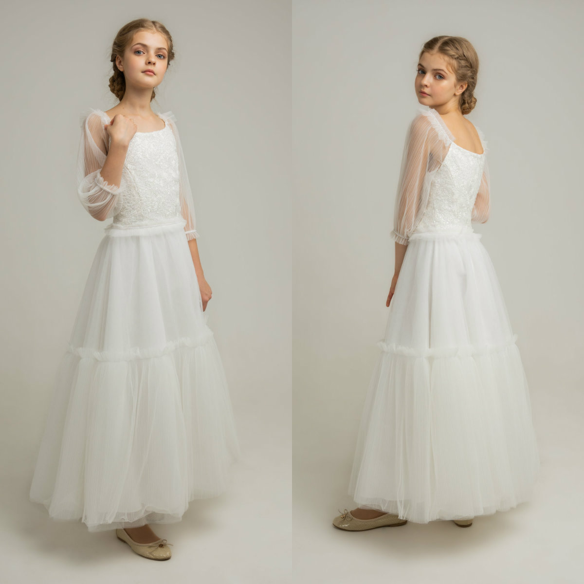 A Line Flower Girl Dresses for Wedding Sequins Appliqued Girls Party Dress Square Neck Custom Made Kids Birthday Gowns