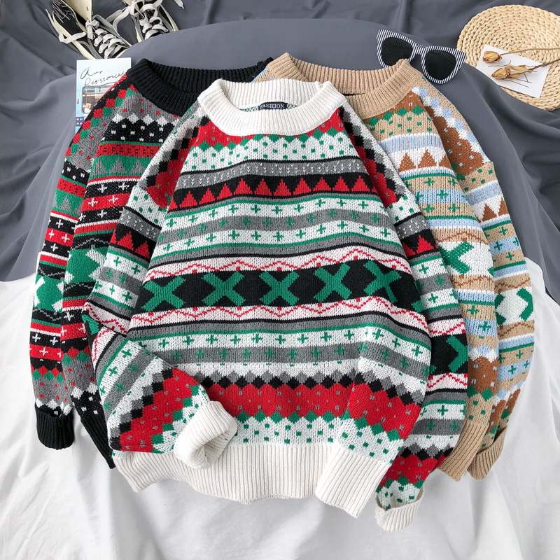 Harajuku Style Round Neck Pullover Geometric Men Sweaters Korean Youth Long Sleeve New Student Trend Handsome Knit Sweaters, Beige
Harajuku Style Round Neck Pullover Geometric Men Sweaters Korean Youth Long Sleeve New Student Trend Handsome Knit Sweaters, Beige