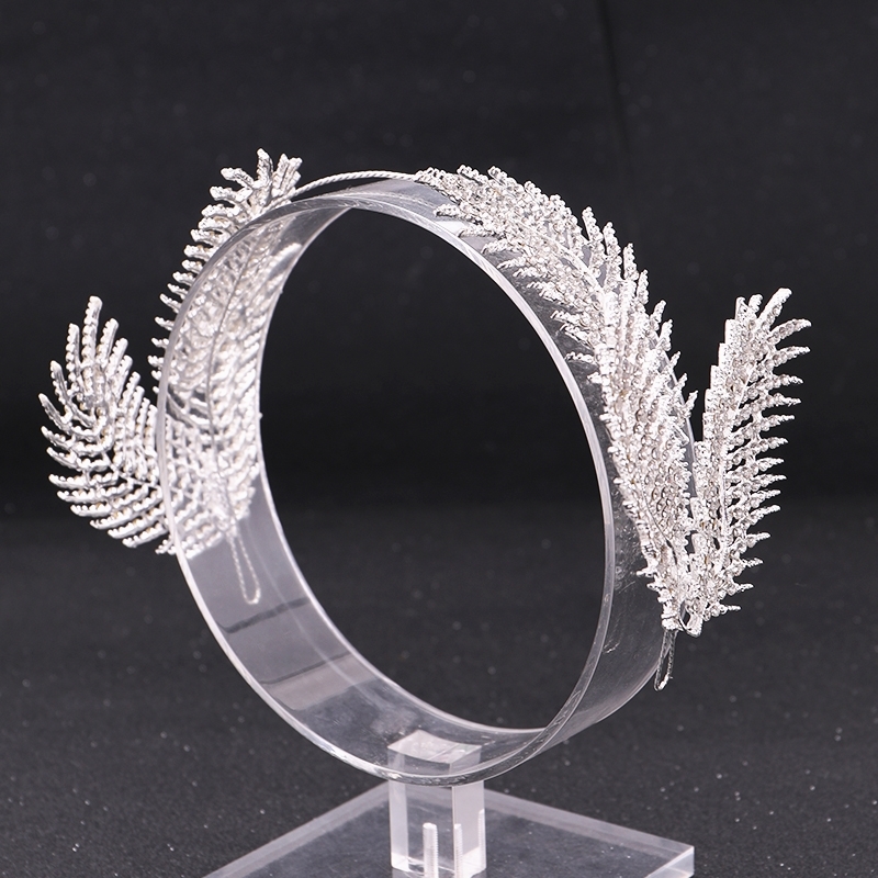 Rhinestone Feather Tiara Hairband Bridal Head Jewelry Wedding Bride Tiaras Crown Wedding Hair Accessorie Headpieces Y200807