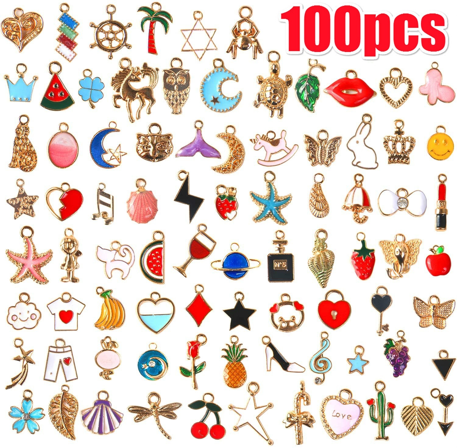 100Pcs Assorted Gold Plated Enamel Pendants Necklace Bracelet Drop Oil Pendant Mixed Charms Accessories for DIY Jewelry Making, Black
100Pcs Assorted Gold Plated Enamel Pendants Necklace Bracelet Drop Oil Pendant Mixed Charms Accessories for DIY Jewelry Making, Black