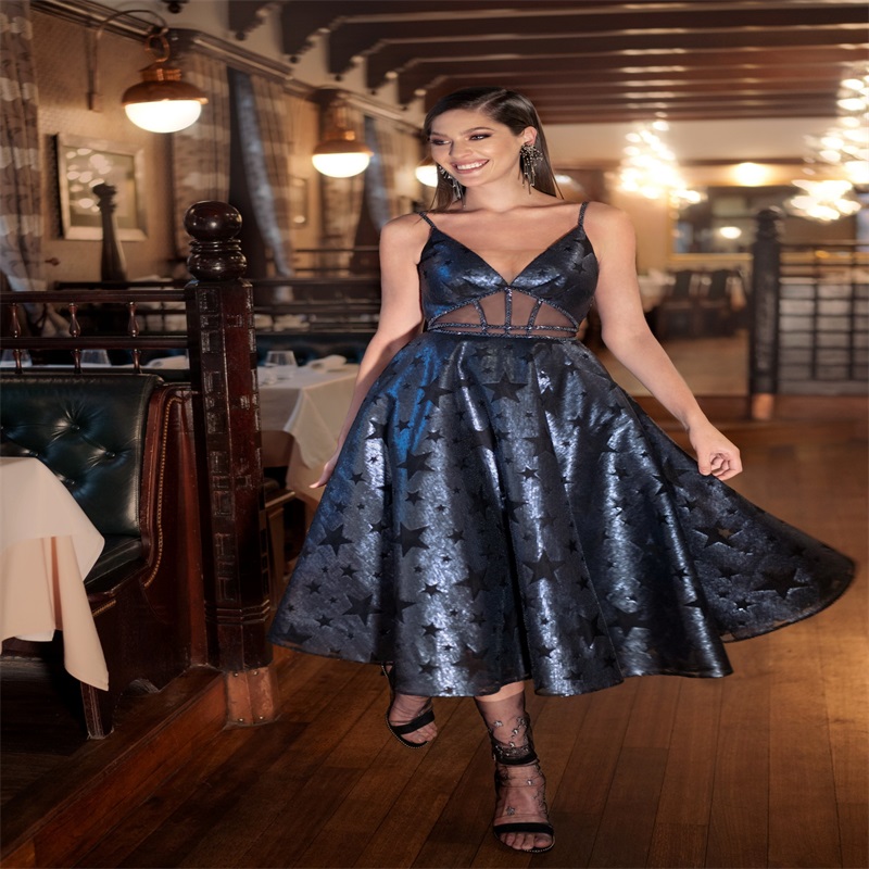 2021 Papilio Black Evening Dresses Sexy Spaghetti Strap Backless Star Leather Formal Party Gowns Sweep Train Custom Made Prom Dress