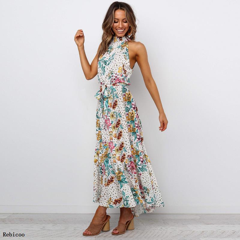 Casual Dresses Boho Floral Print Halter Long Dress Women Sexy Backless Summer High Waist Beach Maxi Womens Vestidos Femme, Gray
Casual Dresses Boho Floral Print Halter Long Dress Women Sexy Backless Summer High Waist Beach Maxi Womens Vestidos Femme, Gray
