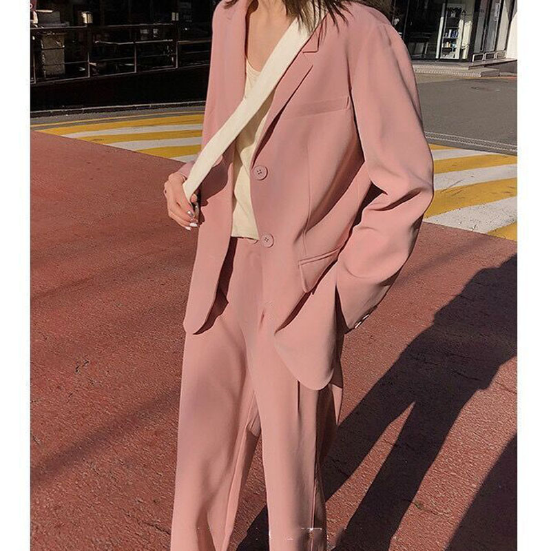 2020 Autumn Korean Pink Outfits Two Piece Set Female Notched Casual Ladies Suit Jacket+Pockets Trousers Pant Womens Blazer Suit, Pink blazer
2020 Autumn Korean Pink Outfits Two Piece Set Female Notched Casual Ladies Suit Jacket+Pockets Trousers Pant Womens Blazer Suit, Pink blazer