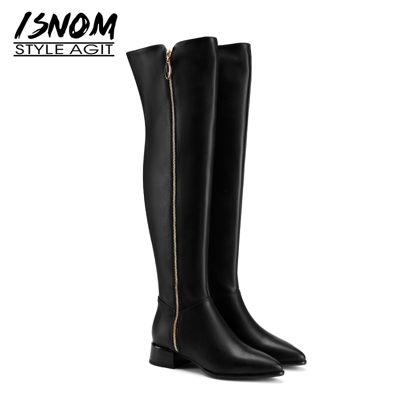 ISNOM Cow Leather Boots Women Over The Knee Boot Pointed Toe Thick Heels Shoes Female Motorcycle Shoes Ladies Winter Big Size 45, Black
ISNOM Cow Leather Boots Women Over The Knee Boot Pointed Toe Thick Heels Shoes Female Motorcycle Shoes Ladies Winter Big Size 45, Black