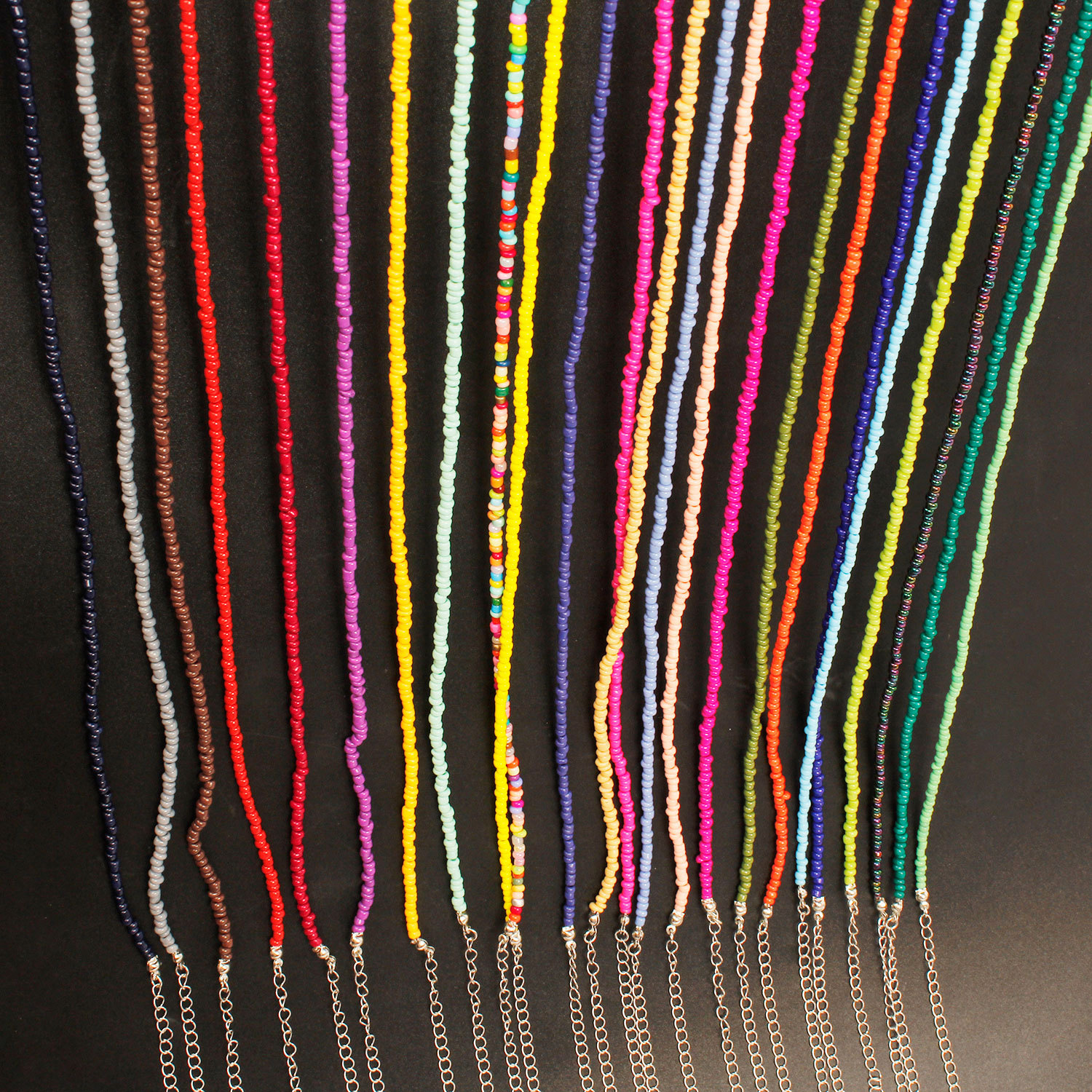 QIMOSHI 12PCS Boho Glass Seed Beads Choker Necklace Colorful Beaded Rainbown Beach Bead Choker Necklaces for Women