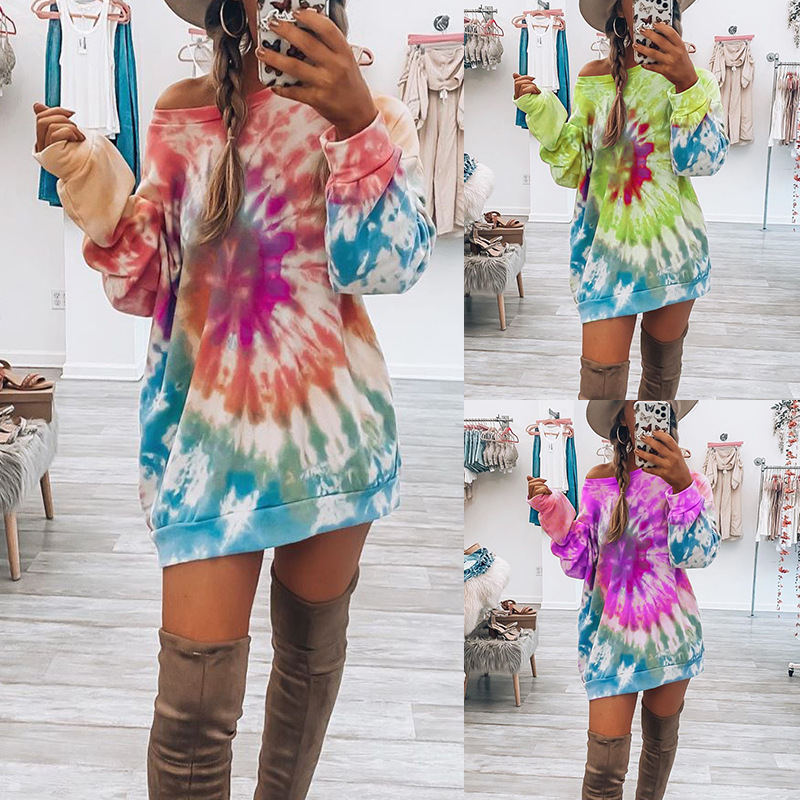 2020 new European and American women's tie-dye printed shirt, gradient round neck hip hop long sleeve sweater, Kg-1
2020 new European and American women's tie-dye printed shirt, gradient round neck hip hop long sleeve sweater, Kg-1