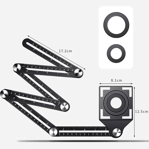 Aluminum Alloy Six-Fold Ruler Tile Multiple Opening Locator Mud Tile Shop Paste Floor Glass Vientiane Universal Hole Punch 
Aluminum Alloy Six-Fold Ruler Tile Multiple Opening Locator Mud Tile Shop Paste Floor Glass Vientiane Universal Hole Punch
