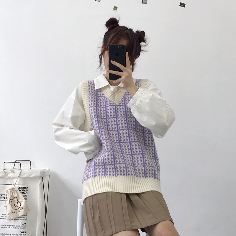 Fresh And Sweet Pink Plaid Knitted Pullover Women Sweater 2020 Sleeveless Autumn Swater Vest Women Casual Loose Knitted Vest Top
Fresh And Sweet Pink Plaid Knitted Pullover Women Sweater 2020 Sleeveless Autumn Swater Vest Women Casual Loose Knitted Vest Top