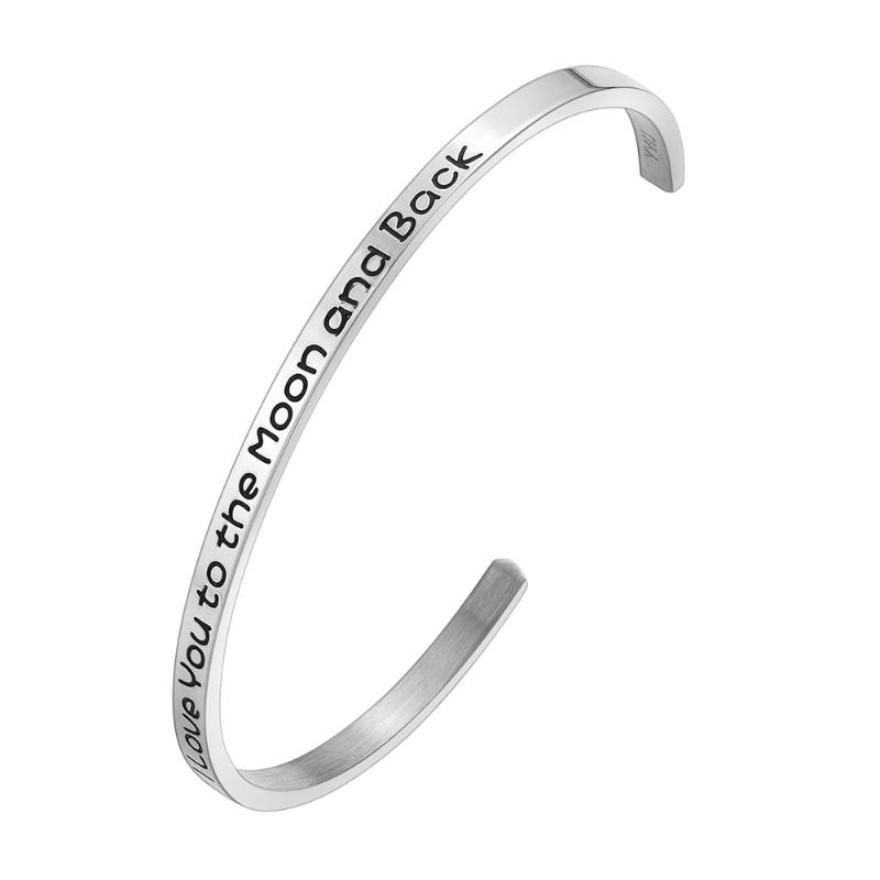 LIUANAN 4MM Thin Inspirational Bangle Bracelet Engraved I love you to the moon and back Jewelry Cuff Perfect Gift for Birthday
LIUANAN 4MM Thin Inspirational Bangle Bracelet Engraved I love you to the moon and back Jewelry Cuff Perfect Gift for Birthday