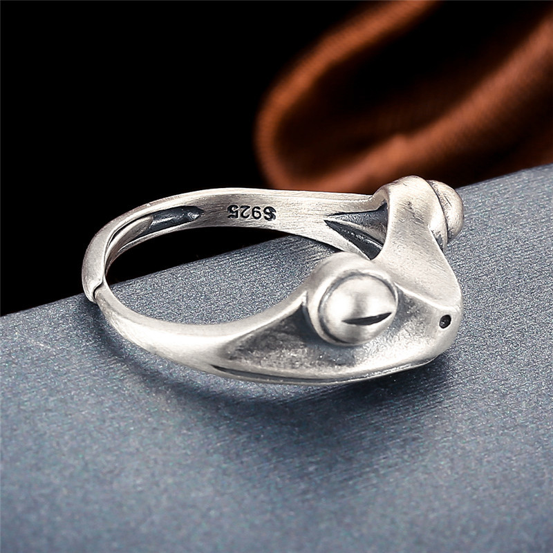 V.YA 925 Sterling Silver Frog Open Rings for Women Men Vintage Punk Animal Figure Ring Thai Silver Fashion Party Jewelry LJ200831