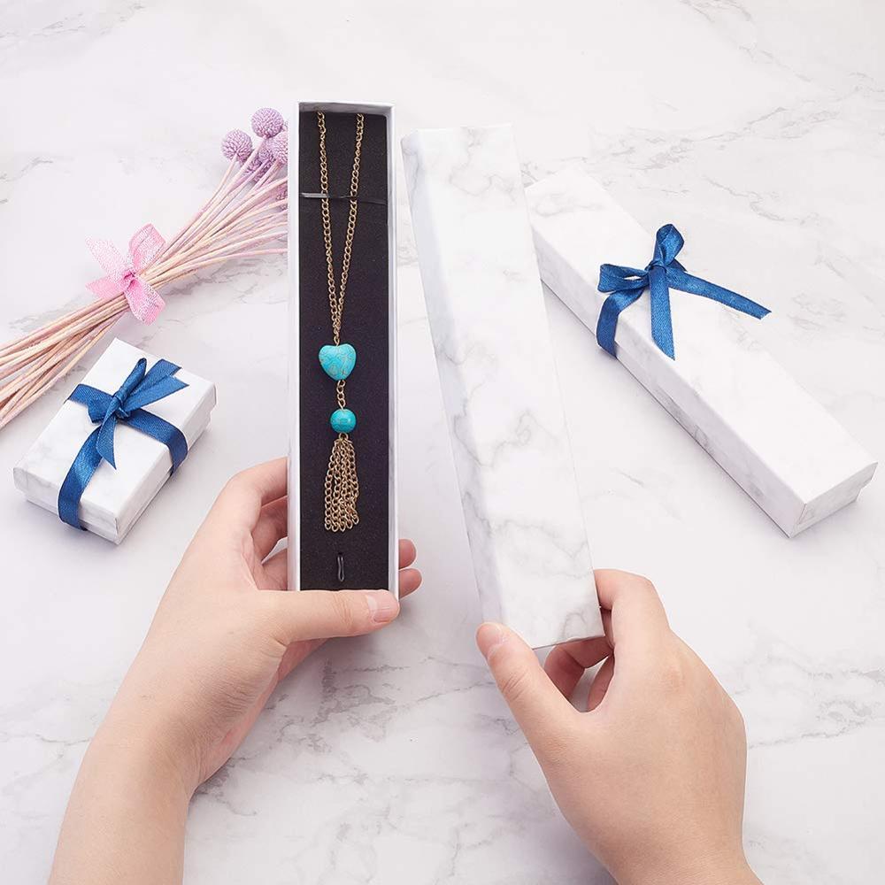 Rectangle/Square Marble Paper Cardboard Jewelry Gifts Box For Necklace Bracelet Rings Carton Packaging Storage Display Box MX200810