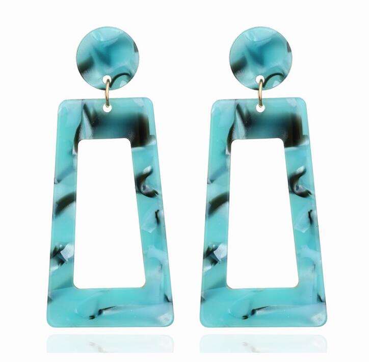 New Bohemian Style Acetate Geometric Rectangle Drop Earrings For Women Fashion Resin Acrylic Irregular Dangle Earring Mix Colors GD506