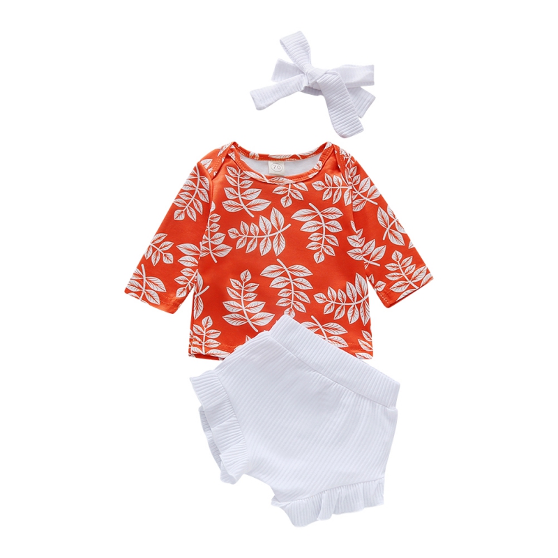 Newborn Baby Girls Clothes Set 2020 Autumn Cotton Long-sleeved Leaf Print T-shirt Shorts Outfit 2Pcs Suit, Orange
Newborn Baby Girls Clothes Set 2020 Autumn Cotton Long-sleeved Leaf Print T-shirt Shorts Outfit 2Pcs Suit, Orange