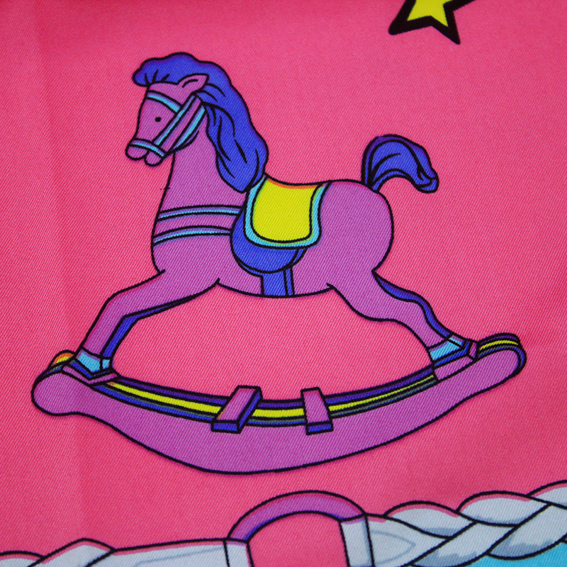 Hair Scarf Wrap Head Scarf 130 Sauqre Silk Scarf Top Carousel Horse Print Bandana Vintage Neck Foulard Femme Headwrap Versatile Accessory