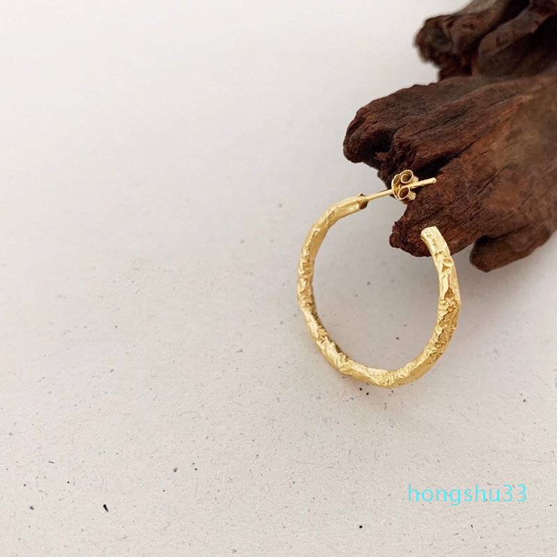 Hot Sale Silvology 925 Sterling Silver C shape Big Earring Gold Irregular Foil Paper Exaggeration Earrings for Women Fashion Jewelry Gift