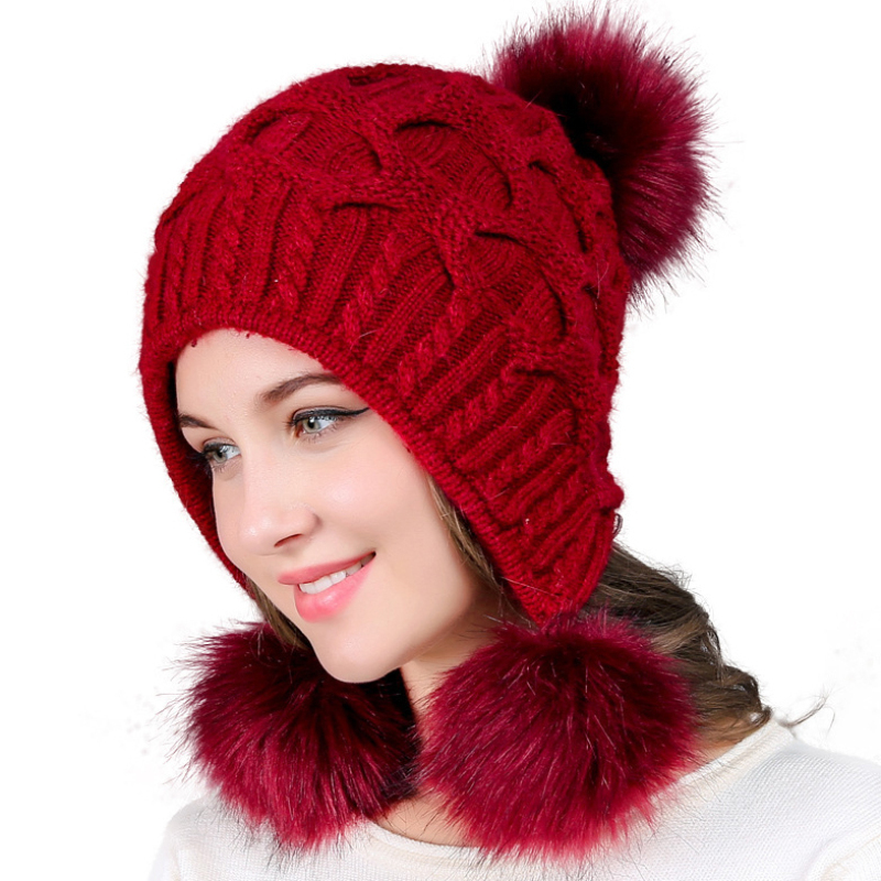 HT2734 Thick Warm Women Winter Hat High Quality Fur Hat Pompoms Skullies Beanies Lady Knitted Female Solid Beanie, Black
HT2734 Thick Warm Women Winter Hat High Quality Fur Hat Pompoms Skullies Beanies Lady Knitted Female Solid Beanie, Black