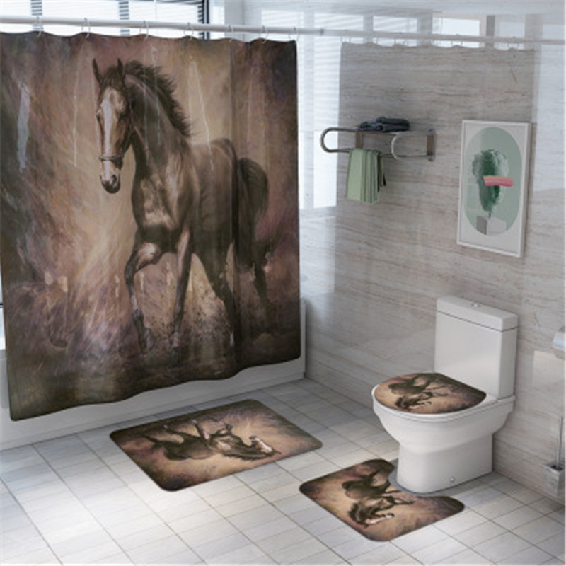 4Pcs/set Bathroom Mat Set Non-slip Animals Horse Bath Mat Coral Fleece Shower Curtain Floor Washable Bathroom Toilet Rug
4Pcs/set Bathroom Mat Set Non-slip Animals Horse Bath Mat Coral Fleece Shower Curtain Floor Washable Bathroom Toilet Rug