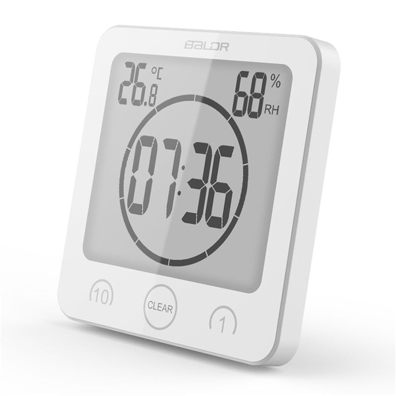 LCD Screen Digital Wall Clock Bathroom Temperature Humidity Countdown Timer Watches Wash Shower Hanging Alarm Clocks Waterproof