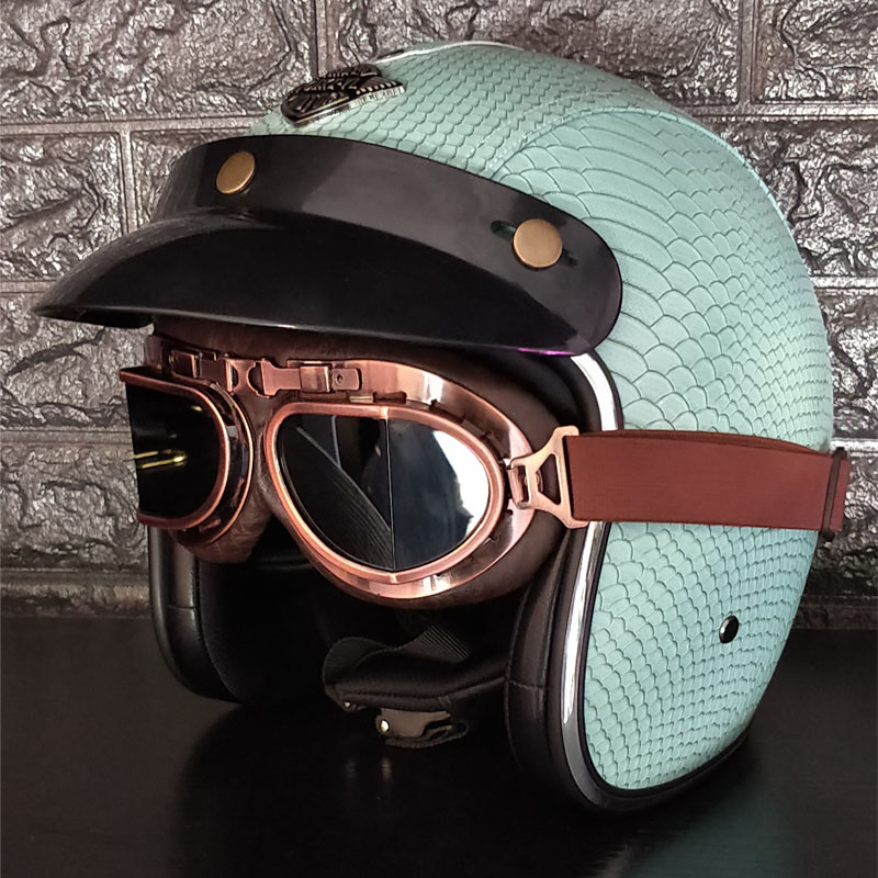 New Synthetic Leather Motorcycle Helmet Retro Vintage Cruiser Chopper Scooter Cafe Racer Moto Helmet 3/4 Open Face, Black
New Synthetic Leather Motorcycle Helmet Retro Vintage Cruiser Chopper Scooter Cafe Racer Moto Helmet 3/4 Open Face, Black