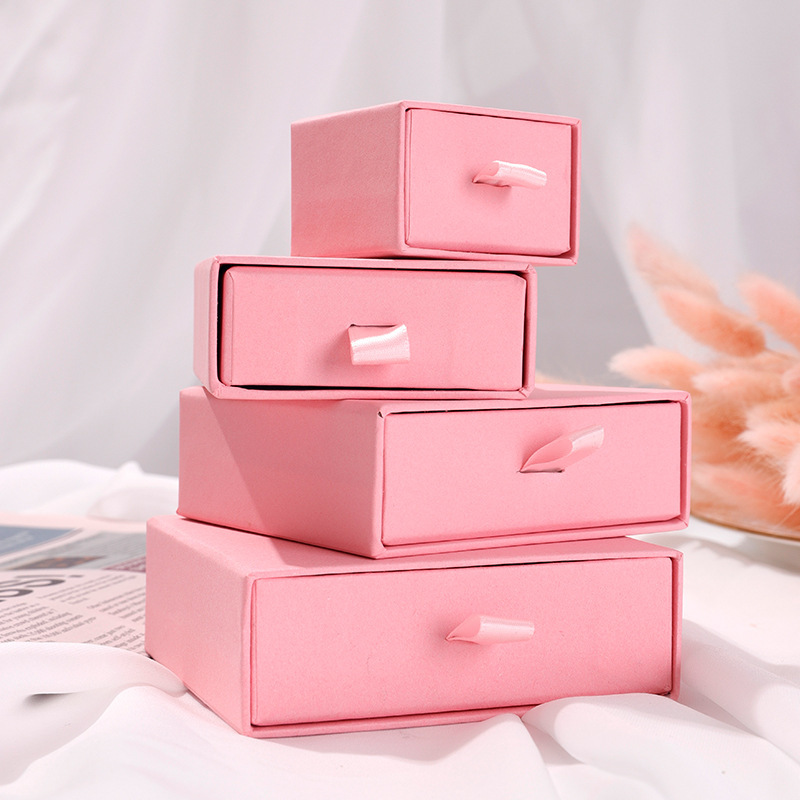 Customizable Logo Carton Box Necklace Bracelet Earrings Jewelry Packaging Display pink 10pcs Pull Out Wholesale Lots Bulk BOX T200808