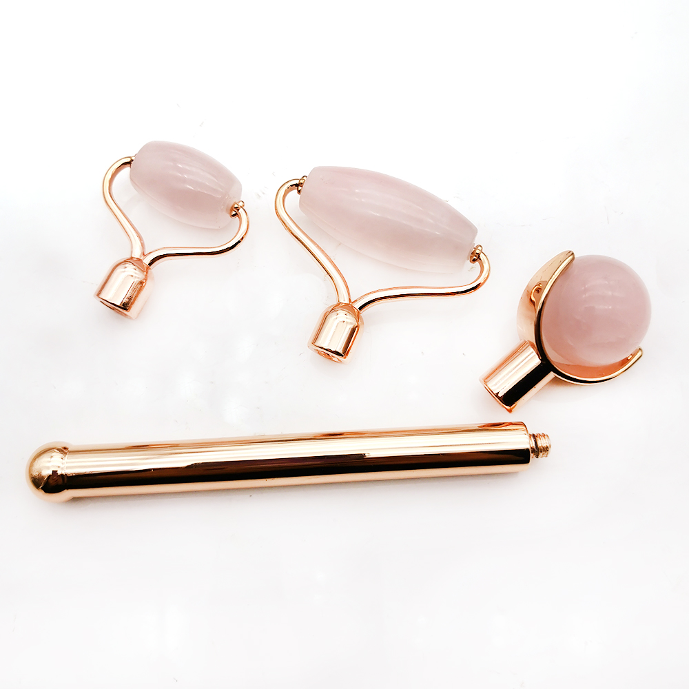 Portable Face Lift Massager Crystal Roller Set Facial Massage Jade Roller Natural Quartz Stone Beauty Roller Tool Girl Gift