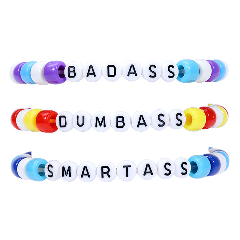 QIMOSHI 12PCS Friendship Word Bracelet Handcrafted Handmade Plur Accessory EDM Music Festival Words Letter Beaded String Bracelets Bangle