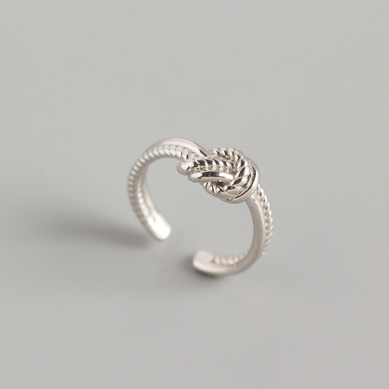 New design 925 sterling silver vintage jewelry minimalism hand-made designer women's knot adjustable rings Japanese South korea style