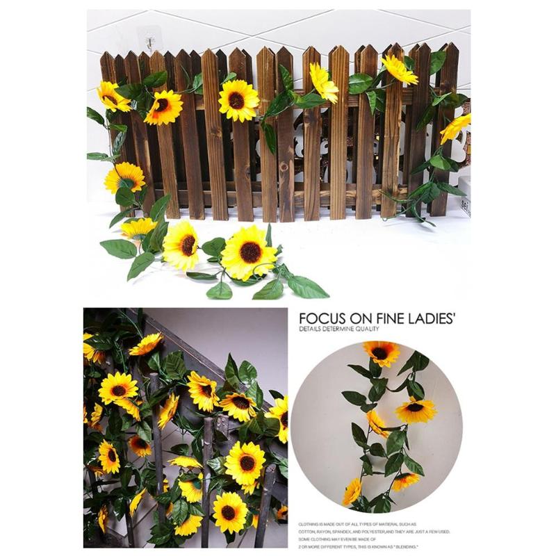 Artificial Sunflowers Vine 10 Big Sun Flowers Home Pipe Winding Strips Decoration Rattan Flowers Home Decoration Accessories