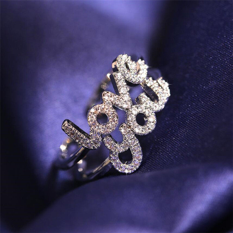 Sterg Sier & Gold Filled Women's White Sapphire Love Ring