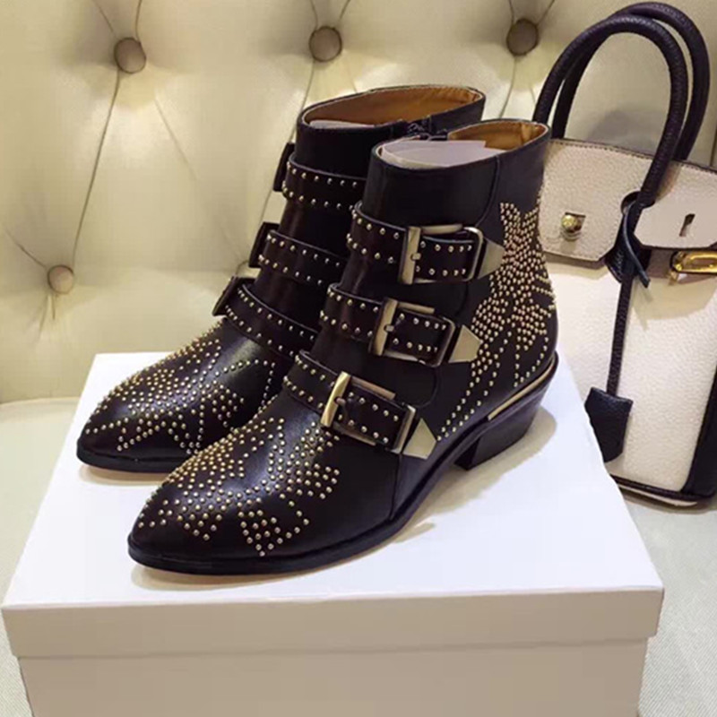 New Brand luxury women boots Fashion Rivets genuine leather women gold studded strap ankle boots low heel gladiator spike boots, Picture color
New Brand luxury women boots Fashion Rivets genuine leather women gold studded strap ankle boots low heel gladiator spike boots, Picture color