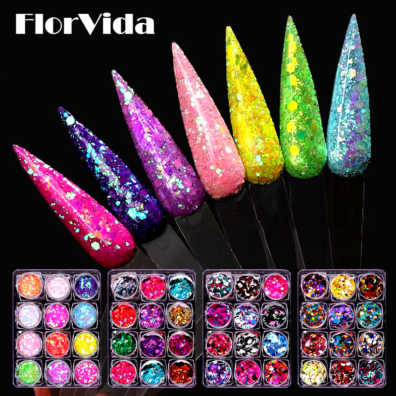 Nail Art Kits FlorVida 12pcs Set Glitter Sequins Holographic Powder Mixed Flakes For Nails Design Manicure Decorations Kit A Dozen
Nail Art Kits FlorVida 12pcs Set Glitter Sequins Holographic Powder Mixed Flakes For Nails Design Manicure Decorations Kit A Dozen