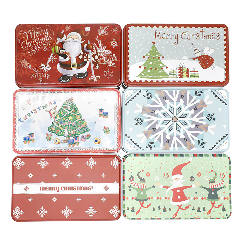 Gift Wrap 1pc Christmas Gifts Box Tin Santa Claus Metal Cookies Xams For Kids Rectangle Candy And Packaging