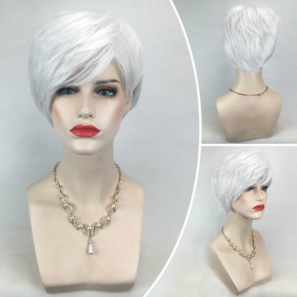 Women Ombre Short Wig Ladies Real Natural Curly Straight Full Hair Party Cosplay