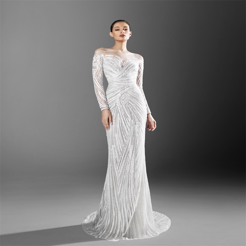 Zuhair Murad Mermaid Wedding Dresses With Detachable Train Long Sleeves Appliqued Lace Bridal Gowns Luxury Bow Satin Robes De Mariée Sirène