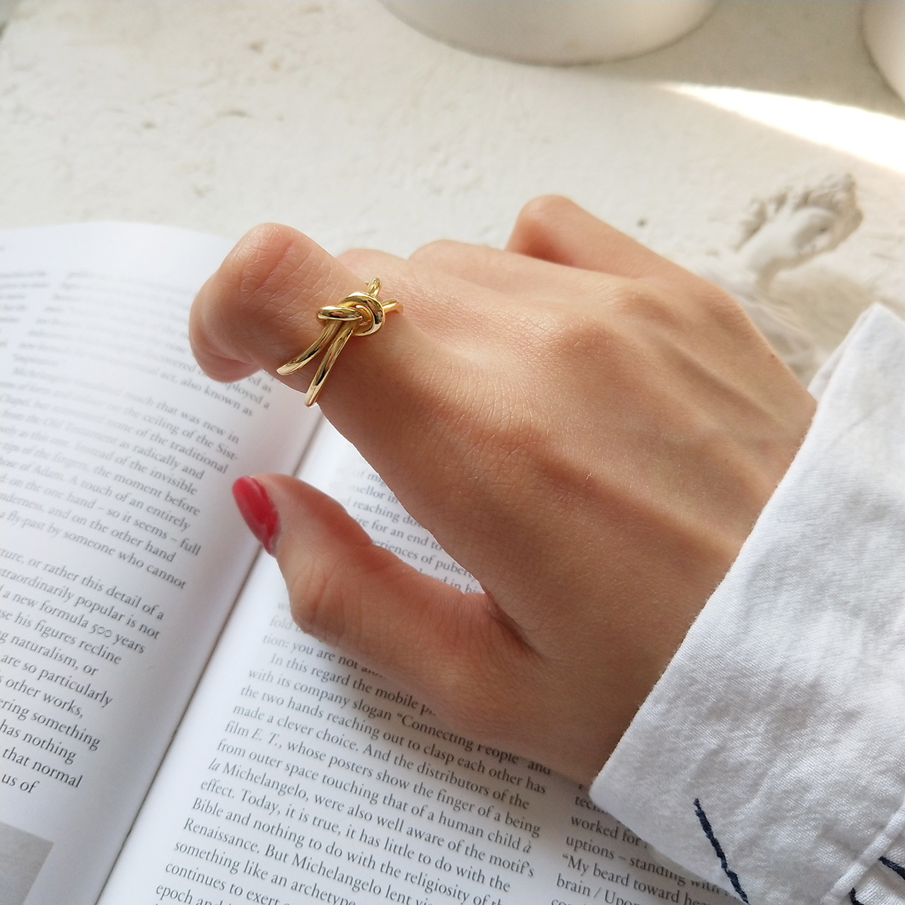 New design 925 sterling silver minimalism jewelry original silver knot hand-made designer women's adjustable rings Japanese South korea