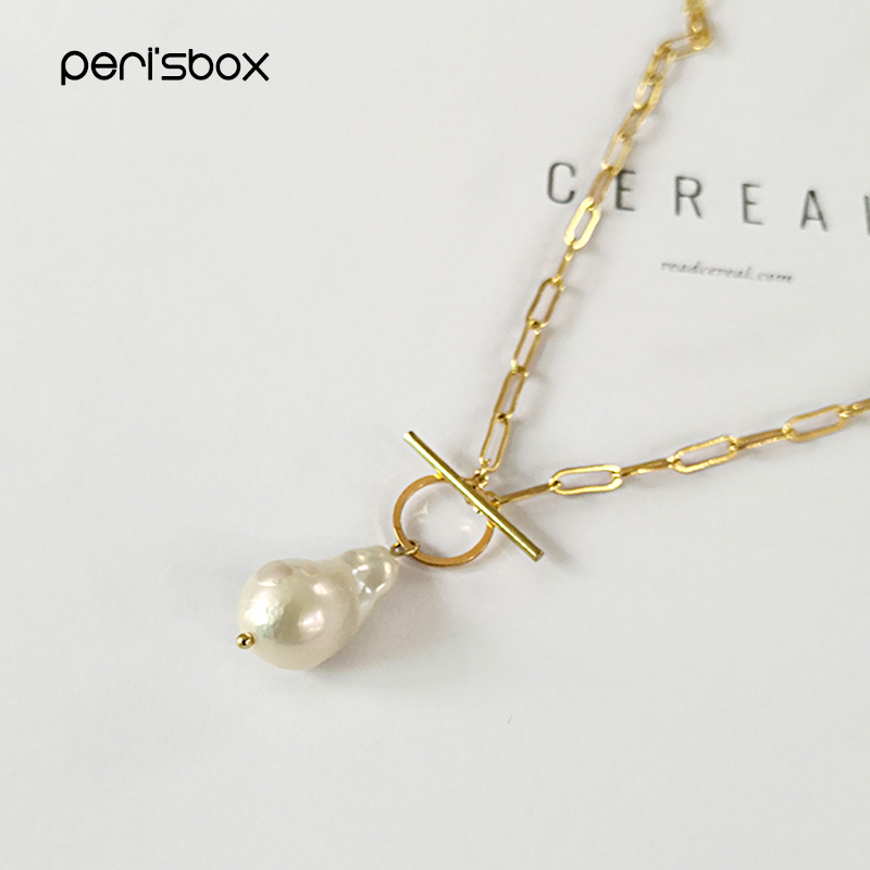 Peri'sBox Gold Toggle Clasp Boho Necklace Small Baroque Pearl Necklace Genuine Freshwater Pearl Necklaces for Women Unique 2020
Peri'sBox Gold Toggle Clasp Boho Necklace Small Baroque Pearl Necklace Genuine Freshwater Pearl Necklaces for Women Unique 2020