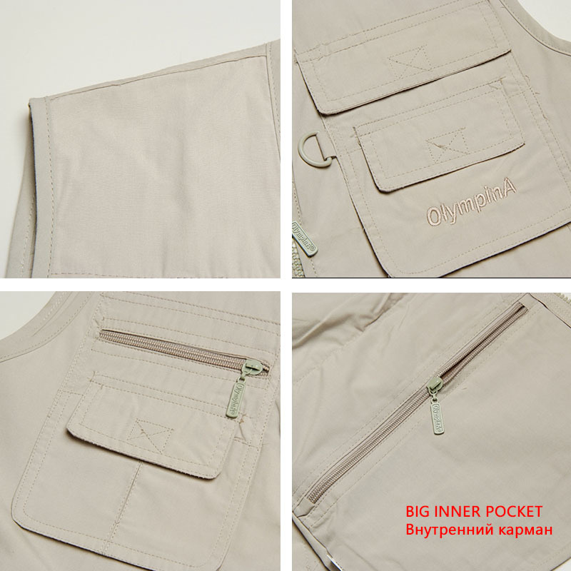6 Colors Large Size Quick-Drying Work Vest Mens Fishing Camping Sleeveless Jacket Outdoor Male Waistcoats with Many Multi Pocket CX200817