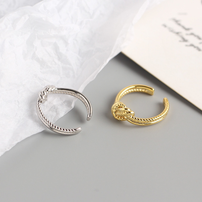 New design 925 sterling silver vintage jewelry minimalism hand-made designer women's knot adjustable rings Japanese South korea style