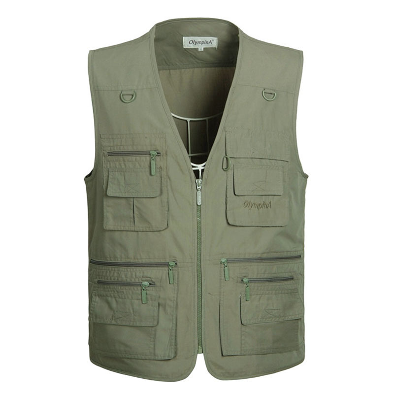 6 Colors Large Size Quick-Drying Work Vest Mens Fishing Camping Sleeveless Jacket Outdoor Male Waistcoats with Many Multi Pocket CX200817