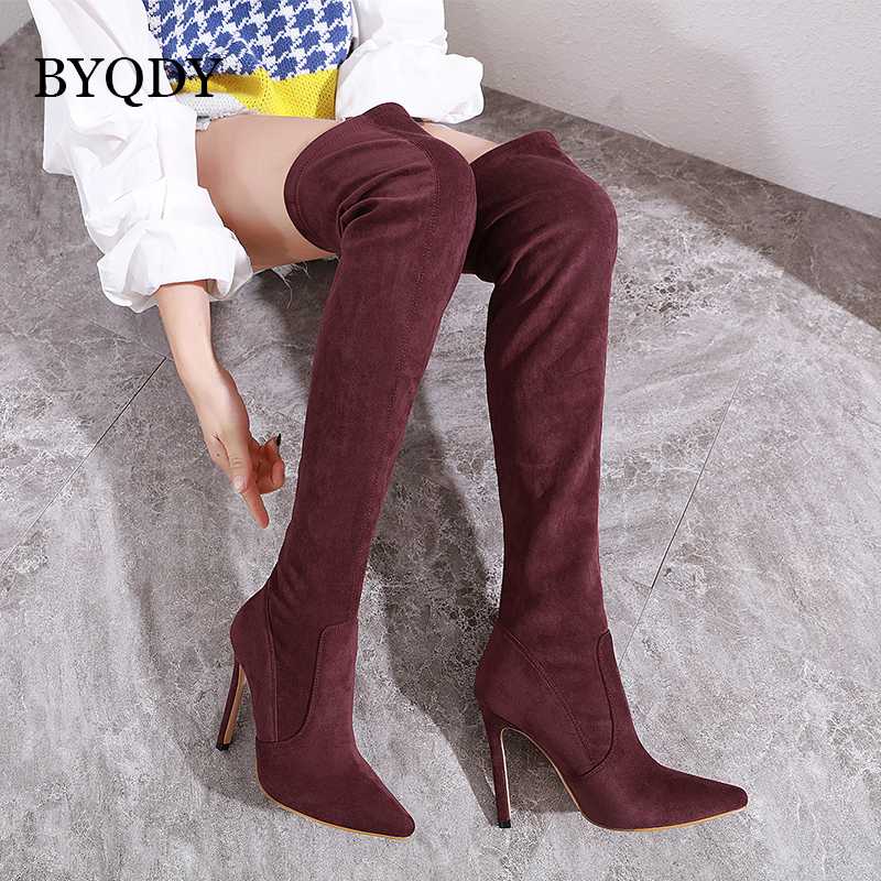 BYQDY Woman Autumn Over the Knee Boots Stretchy Suede Back Zipper Thigh High Boots Winter Stiletto Heels Long Size 35-40, Black 
BYQDY Woman Autumn Over the Knee Boots Stretchy Suede Back Zipper Thigh High Boots Winter Stiletto Heels Long Size 35-40, Black