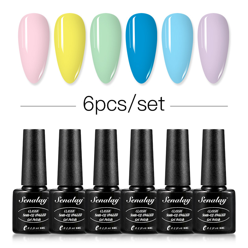 Nail Art Kits SENALAY UV Gel Polish Set Kit Semi Permanent Soak Off Base Top Coat Hybrid Varnishes For Manicure