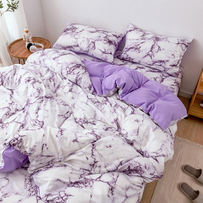 Purple Marble Pattern Bedding Sets Duvet Cover Set 2/3pcs Bed Set Twin Double Queen Quilt Cover Bed linen (No Sheet No Filling)