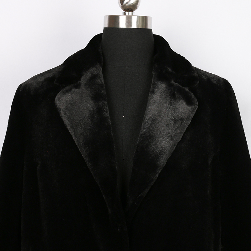 Nerazzurri winter black long faux fur coat with red love hearts long sleeve notched lapel plus size warm fluffy jacket 5xl 6xl