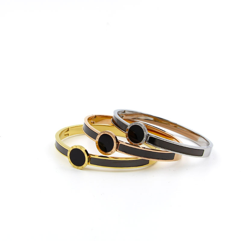 Fashion Brand Rose Gold Color Roman Numerals Stainless Steel Better Black Round Bangle Bracelet Woman Gift
Fashion Brand Rose Gold Color Roman Numerals Stainless Steel Better Black Round Bangle Bracelet Woman Gift