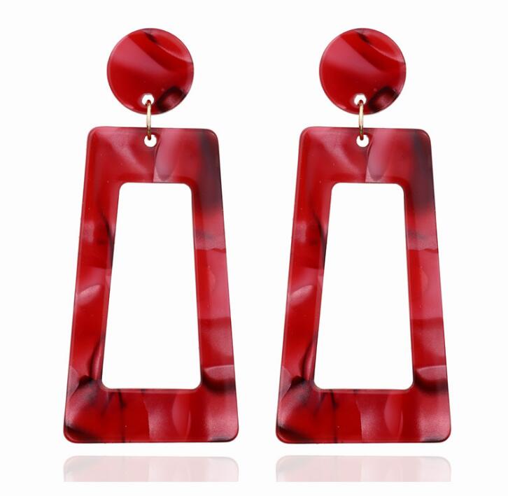 New Bohemian Style Acetate Geometric Rectangle Drop Earrings For Women Fashion Resin Acrylic Irregular Dangle Earring Mix Colors GD506
