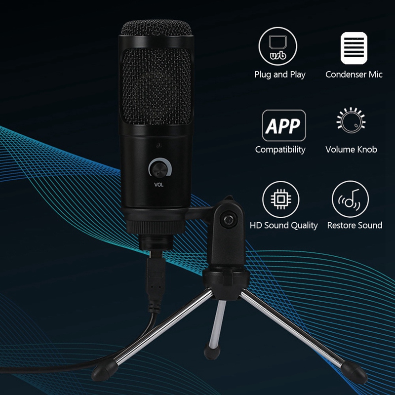 Condenser Microphone USB Microphone Karaoke Recording with Clip Tripod Plug and Play for Laptop Desktop PC
Condenser Microphone USB Microphone Karaoke Recording with Clip Tripod Plug and Play for Laptop Desktop PC