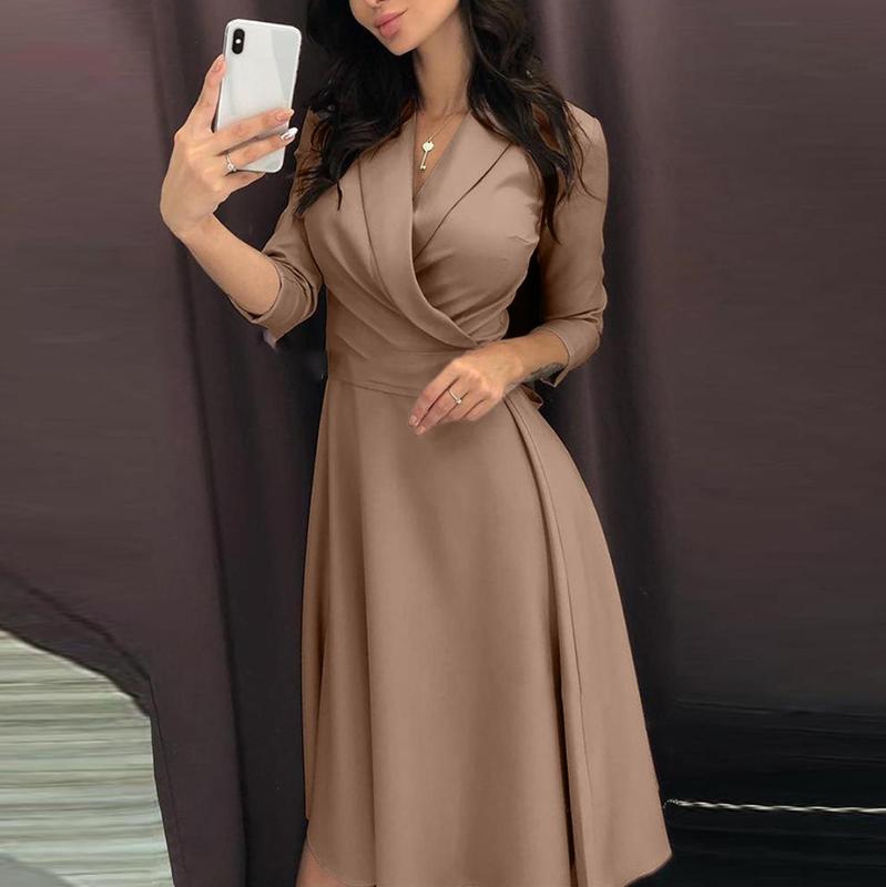 Women Dress Solid Turn-down Collar Long Sleeve Tie Casual Spring Ladies Pretty Office Formal Dress Robe Femme #4U15, Khaki
Women Dress Solid Turn-down Collar Long Sleeve Tie Casual Spring Ladies Pretty Office Formal Dress Robe Femme #4U15, Khaki